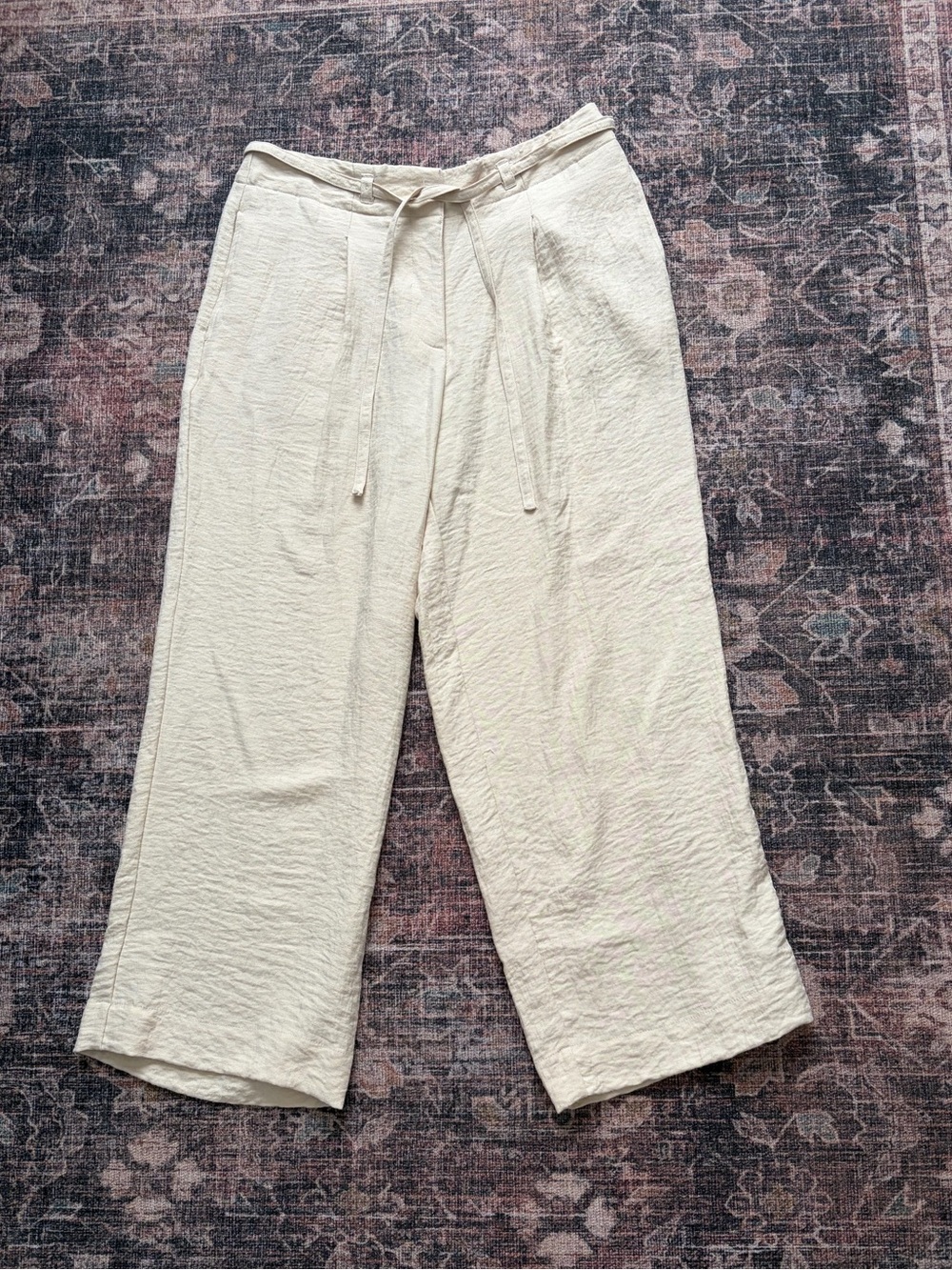 Dkny Ivory Wide-Leg Drawstring Pants